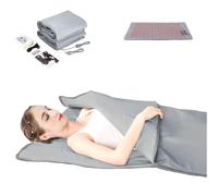 Couverture de sauna infrarouge portable 650 W, télécommande 2 zones, circulation de chaleur à 360 degrés, minuterie réglable 15 à 60 minutes, température 35-80 °C, 1,8 m x 0,8 m, détox et relaxation