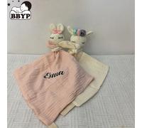 Couverture de sécurité personnalisée pour bébé, joli Animal, lapin, bavoir d'allaitement, serviette de sucette respirante, humeur infantile, bavoir apaisant pour bave 20