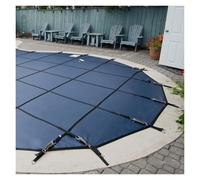Couverture de sécurité pour Piscine, Couverture Ronde Bleue sur Mesure - 5,5 m à 10,5 m, Filet d'hiver résistant pour piscines enterrées, Fixation sur terrasse en Bois ou Sol en béton, résis