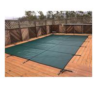 Couverture de sécurité pour Piscine enterrée, Robuste, avec revêtement en Bois - Forme carrée/rectangulaire/Ovale/en Haricot, Protection hivernale, Couverture Verte Durable en Maille PP Haut