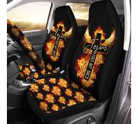 Couverture De Siège De Voitures Fire Jesus Has My Back Christ Housses De Siège De Voiture Avant Universelles Housse De Sieges Auto Fashion Housse De Siege Voiture 52X138 CM
