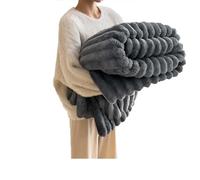Couverture de Siesta Polaire Luxueuse Douce Double Face Anti-Statique Lapin Doudoune - Couverture Couette Plaid Chaud Léger pour Lit Canapé Voyage(Dark Gray,47 * 79in)