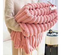 Couverture De Sieste éPaisse En Peluche De Lapin,Couverture En Flanelle Et Velours De Lait,Couverture Douce Et Moelleuse,Couette Plaid Chaud LéGer Pour Lit Canapé (Rose, 150*200cm/59.1*78.7in)