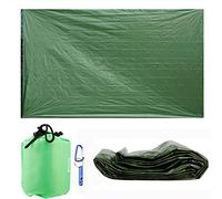 Couverture de Survie Reutilisable avec Oeillets, Sac de Couchage Thermique de Camping D'Urgence, Abri Survie Couverture de Secours avec Sifflet de Survie et Crochet, pour L'ExtéRieur(Color:vert)