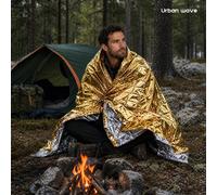 Couverture de survie ultra-légère réutilisable en film polyester Or/Argent, couverture de survie double face en feuille d'aluminium. Équipement de sauvetage portable pour la randonnée, le sac à dos, l