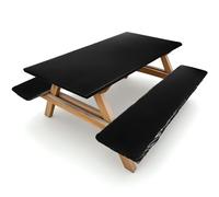 Couverture de Table de Pique-Nique avec Couverture de Banc de Pique-Nique Nappe et Housses de Siège en Vinyle Ajustées avec Doublure à Bords Élastiques pour Intérieur Extérieur (Noir)