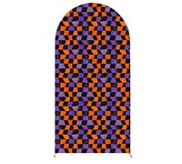 Couverture de Toile de Fond Arche Halloween (Violet + Orange,122x220cm) | Mateju Couverture Arche en Tissu Double Face Mariage Fête Housse pour Toile de Fond,Décoration Anniversaire Banquet Cérémonie