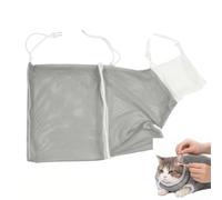 Couverture de Toilettage pour Chat, Sac de Contention Anti-Griffures et Morsures, Écharpe d'Emmaillotage Réglable pour Couper les Griffes, Soins et Bain, pour Chats Moyens et Grands - Gris