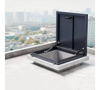 Couverture de trappe d'accès de toit commerciale, 63,5 x 63,5 cm, tôle galvanisée avec tige de soutien hydraulique en aluminium et résistant aux intempéries, idéale pour l'entretien des bâtiments