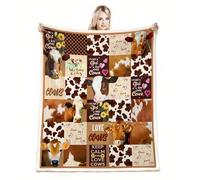 Couverture De Vache De Décoration Maison,150x100 Cm-Couverture en Flanelle Douce Thème Ferme Et Vaches Style Campagne - pour Canapé Lit Décoration-Cadeau pour Amateurs De Style Rural