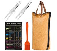 Couverture de viande pour barbecue, sac isotherme en polyéthylène de 53,3 cm pour viande grillée, comprend un thermomètre de barbecue, une pince à double usage, une brosse à huile en silicone, pour