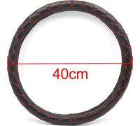 Couverture de volant de camion voiture modèle matelassé Rouge Diamètre extérieur 40cm en similicuir Noir