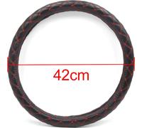 Couverture de volant de camion voiture modèle matelassé Rouge Diamètre extérieur 42cm en similicuir Noir