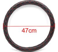 Couverture de volant de camion voiture modèle matelassé Rouge Diamètre extérieur 47cm en similicuir Noir