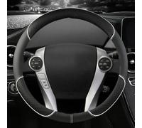 Couverture de Volant de Voiture en Cuir Microfibre en Forme O Accessoires Automobiles pour Prius 30 20 V C pour Prime(Wit)