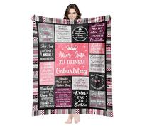 Couverture décorative « Alles Gute Geburtstag » - 150 x 130 cm - Cadeau pour meilleure amie - Couverture décorative Happy Birthday - Couverture douillette d'anniversaire pour femme - Cadeau pour