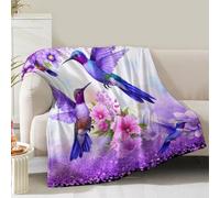 Couverture décorative colorée sur le thème des oiseaux et des fleurs pour femmes, filles, maman, anniversaire, Noël, Saint-Valentin, chambre à coucher, salon, canapé, en peluche douce et confortable