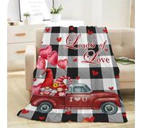Couverture décorative pour la Saint-Valentin, très grand lit, camion d'amour rouge, anniversaire de mariage, couverture à carreaux, grande et grande couverture surdimensionnée, douce, légère et