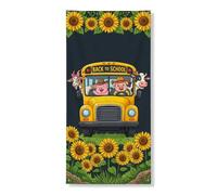 Couverture décorative pour porte de bus de campus, cochons et vaches de la ferme, jaune avec corde, bannière de porte d'entrée, décoration d'intérieur pour porche, mur, intérieur et extérieur, 91,4 x