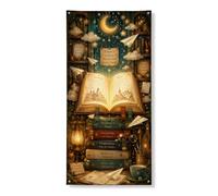 Couverture décorative pour porte de livre, étoiles, nuages sans or, avec corde, bannière de porte d'entrée, décoration d'intérieur pour porte, entrée, porche, intérieur et extérieur, 91,4 x 183 cm