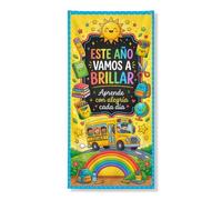 Couverture décorative pour porte de soleil, livres colorés ludiques et ludiques pour la rentrée du campus jaune avec corde, bannière de porte d'entrée, décoration d'intérieur pour porte, mur, porche