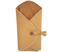 Couverture d'emmaillotage évolutive en gaze de coton jeanne camel TU