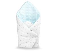 Sevira Kids - Gigoteuse d'emmaillotage - Hiver - Bebe - Multi-Usage - 100% Coton - Mincky Réversible - Nid d'ange - Cadeau Naissance - Stella Bleu - 80x80 cm