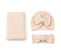 Couverture D'emmaillotage Pour Bébé 3 Pièces Avec Chapeau Nouveau-né Bandeaux À Nœud Papillon Couvertures De Réception Bandeau À Nœud Enveloppant Bébé Garçon Baby Blanket