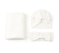 Couverture D'emmaillotage Pour Bébé 3 Pièces Avec Chapeau Nouveau-né Bandeaux À Nœud Papillon Couvertures De Réception Bandeau À Nœud Enveloppant Bébé Garçon Baby Blanket