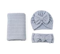 Couverture D'emmaillotage Pour Bébé 3 Pièces Avec Chapeau Nouveau-né Bandeaux À Nœud Papillon Couvertures De Réception Bandeau À Nœud Enveloppant Bébé Garçon Baby Blanket