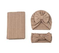 Couverture D'emmaillotage Pour Bébé 3 Pièces Avec Chapeau Nouveau-né Bandeaux À Nœud Papillon Couvertures De Réception Bandeau À Nœud Enveloppant Bébé Garçon Baby Blanket