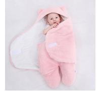 Couverture d'emmaillotage pour bébé - Double velours de coton - Rose - 70x140cm