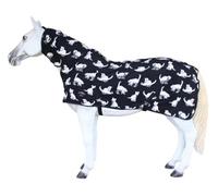 Couverture d'exercice respirante et légère en polaire pour cheval avec col combiné et évacuation de l'humidité, imprimé chats blancs 43EE02N 213,4 cm