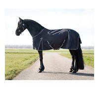 Couverture d'extérieur pour cheval QHP Turnout Big Neck 150g Noir 145 cm (Longueur totale: 195 cm)