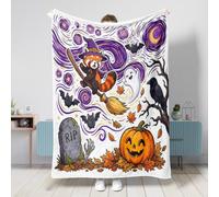 Couverture d'Halloween mignonne sorcière panda rouge 152,4 x 203,2 cm, couverture effrayante pour très grand lit, couverture pelucheuse pour très grand lit, canapé, salon, plage, voyage, décoration