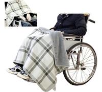 Couverture d'hiver pour fauteuil roulant, écharpe à carreaux, cape-poncho légère et ultra douce en polaire sherpa pour l'hiver, protégeant les genoux et les jambes(White,80 * 130cm)