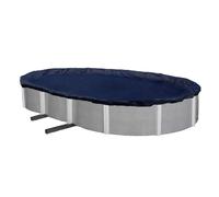 Couverture d'hiver pour piscine hors sol Winter Block, compatible avec les piscines ovales de 12 x 18 po, bleu uni. Comprend un treuil et un c bl