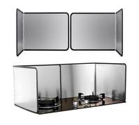 Couverture d'huile de cuisine pliante, Protection anti-éclaboussures de graisse en acier, 2 pièces, panneau isolant pliable en acier inoxydable à 2 côtés contre les éclaboussures d'huile(45x40cmx2)