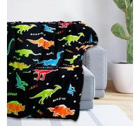 Couverture dinosaure, 100 x 150 cm, motif de dessin animé phosphorescent, couverture en peluche douce et moelleuse, pour sieste, couverture de canapé, pour enfants, garçons, adultes