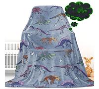 Couverture dinosaure colorée phosphorescente pour enfants - Couverture douce, duveteuse et chaude pour lit, canapé, couverture polaire unique pour Noël, anniversaire pour garçons, filles, adolescents