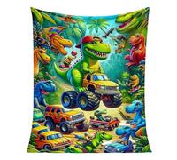 Couverture dinosaure pour garçons, impression numérique jurassique 3D, couverture en flanelle moelleuse et confortable avec couleurs vives, design mignon, jeté de canapé