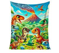 Couverture dinosaure pour garçons, impression numérique jurassique 3D, couverture en flanelle moelleuse et confortable avec couleurs vives, design mignon, jeté de canapé