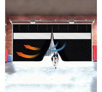Couverture D'isolation D'écran de Porte Coupe-Vent et Chaud, Rideau de Porte de Garage Magnétique À Isolation Thermique, Rideaux Kit de Portes Isolant Coton pour L'hiver(Black,340x350cm)