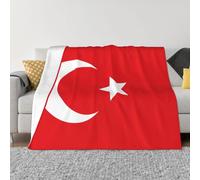 Couverture douce anti-boulochage 152,4 x 127 cm Design pliable Motif drapeau de la Turquie pour voyage et activités de plein air