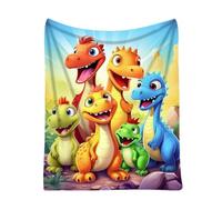 Couverture douce et amusante en flanelle à impression numérique HD avec dinosaures souriants mignons