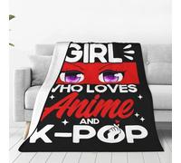 Couverture douce et chaude avec motif anime et K-pop Just a Girl Who Loves Anime and K-pop - Couverture polaire en flanelle légère pour canapé, lit, cadeau de voyage pour enfants et adultes, 152,4 x