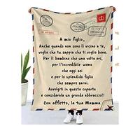 Couverture douce et chaude pour l'hiver pour chambre à coucher, salon Couverture en flanelle avec motif courrier et texte en français/allemand/néerlandais/anglais cadeau C'est en marche 150*200CM