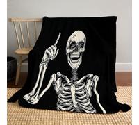 Couverture Douce Et Légère en Flanelle à Geste du Rocher en Forme De Crâne, Couverture en Douce Art Rupestre Minimaliste pour Canapé Bureau Voyage Maison Salon Décoration 220x240cm