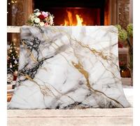 Couverture Douillette 140x180 cm Marbre De Luxe Couverture Enfants et Adultes, Plaid Polaire Toutes Saisons Blanc GrisâTre Flanelle Plaids pour lit, canapé, Salon