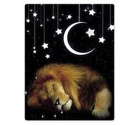 Couverture douillette - 150 x 200 cm - Motif lion endormi - Impression numérique - Couverture polaire douce et chaude - Couverture de canapé en flanelle